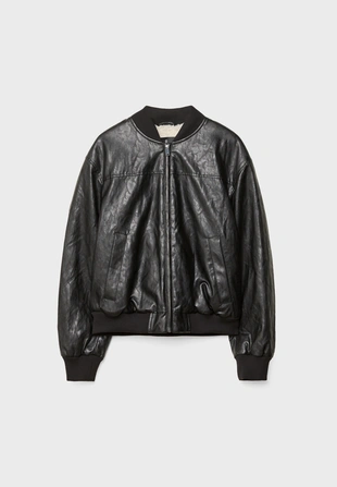 Стеганая куртка-бомбер из искусственной кожи- Заказать в России