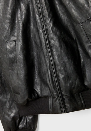 Стеганая куртка-бомбер из искусственной кожи- Заказать в России