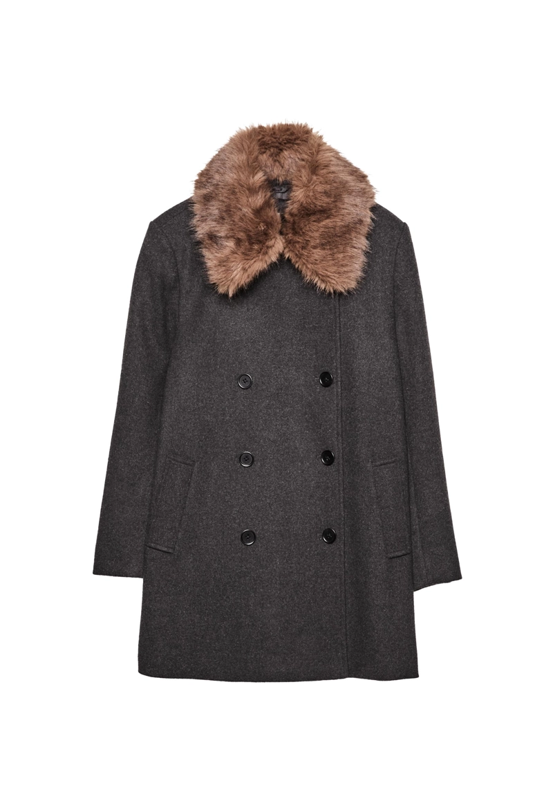 Пальто с воротником из искусственного меха