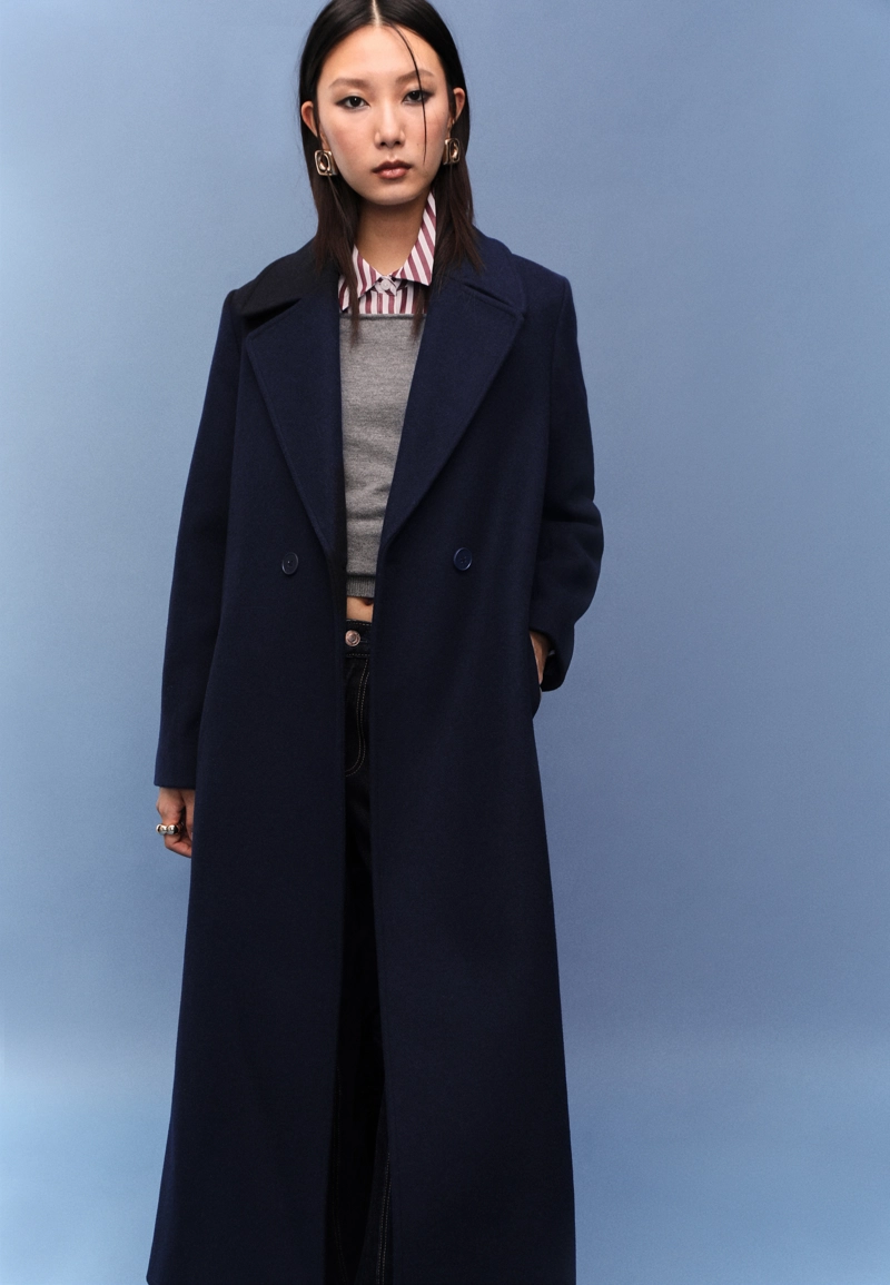 Длинное пальто с поясом