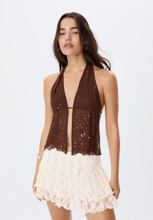 Легкая юбка-брюки с кружевом- Заказать в России