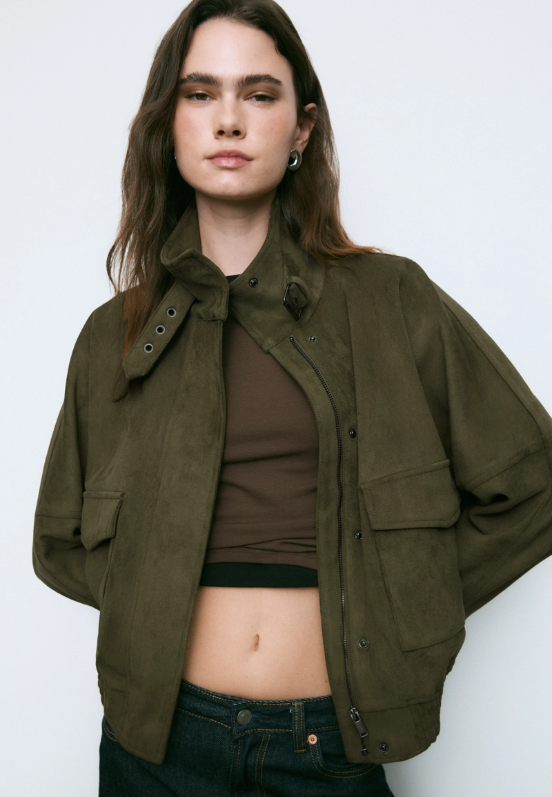 Куртка оверсайз из искусственной замши