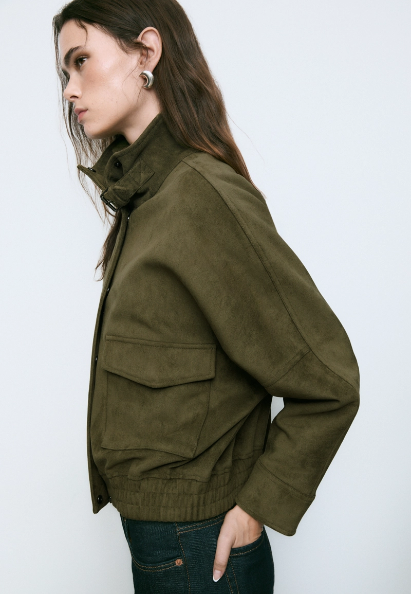 Куртка оверсайз из искусственной замши