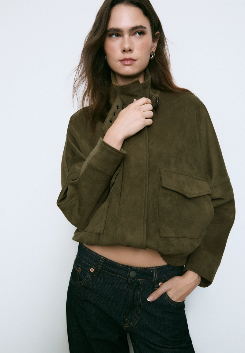 Куртка оверсайз из искусственной замши