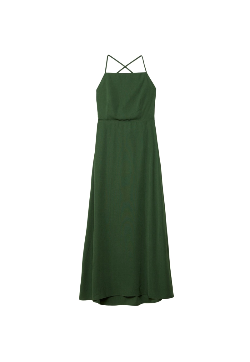 Длинное струящееся платье с открытой спиной