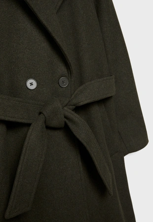 Длинное пальто с поясом- Заказать в России