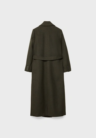 Длинное пальто с поясом- Заказать в России