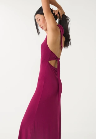 Платье миди с узлом на спине- Заказать в России