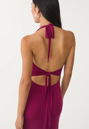 Платье миди с узлом на спине- Заказать в России