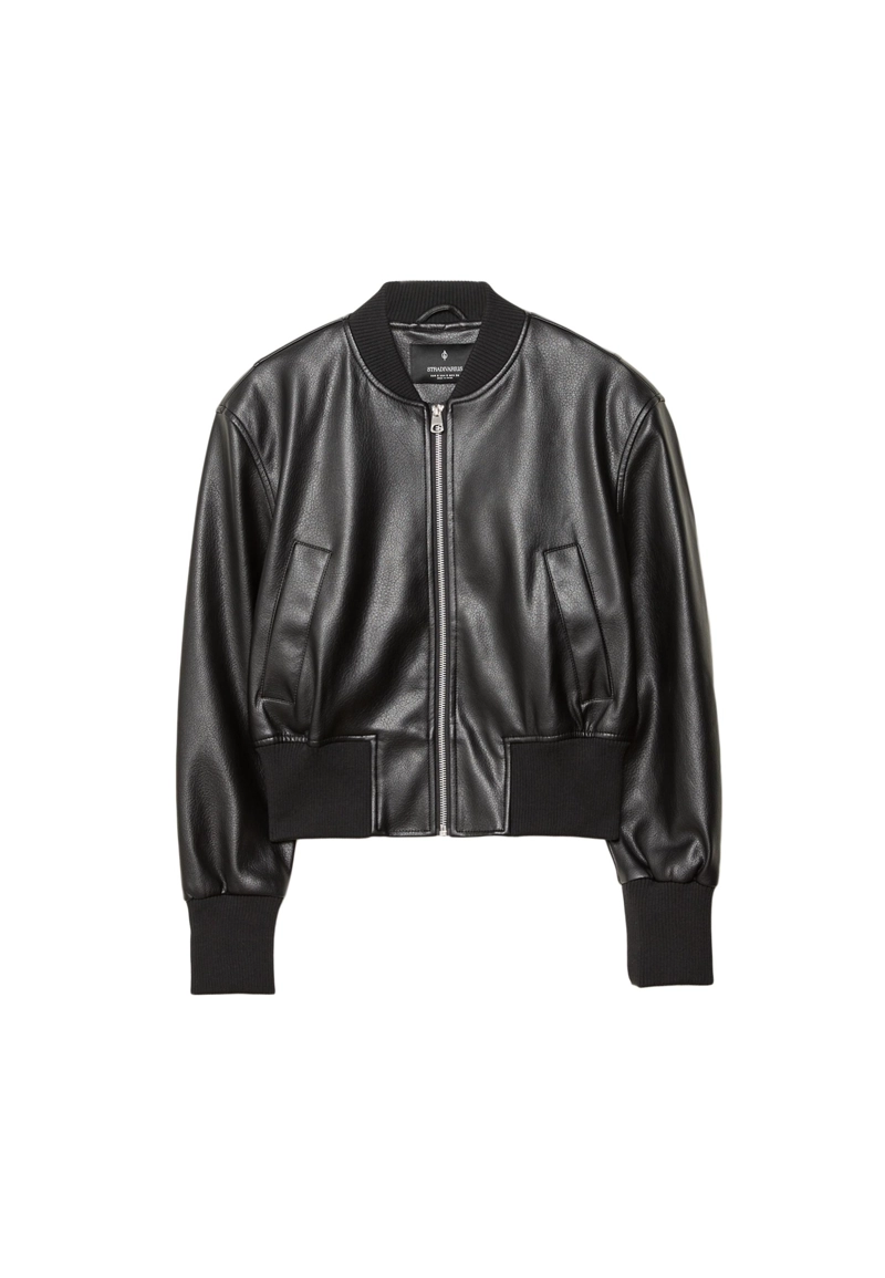 Куртка-бомбер из искусственной кожи с подплечниками