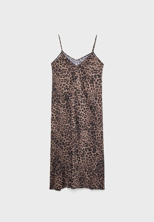 Длинное струящееся атласное платье с леопардовым принтом- Заказать в России