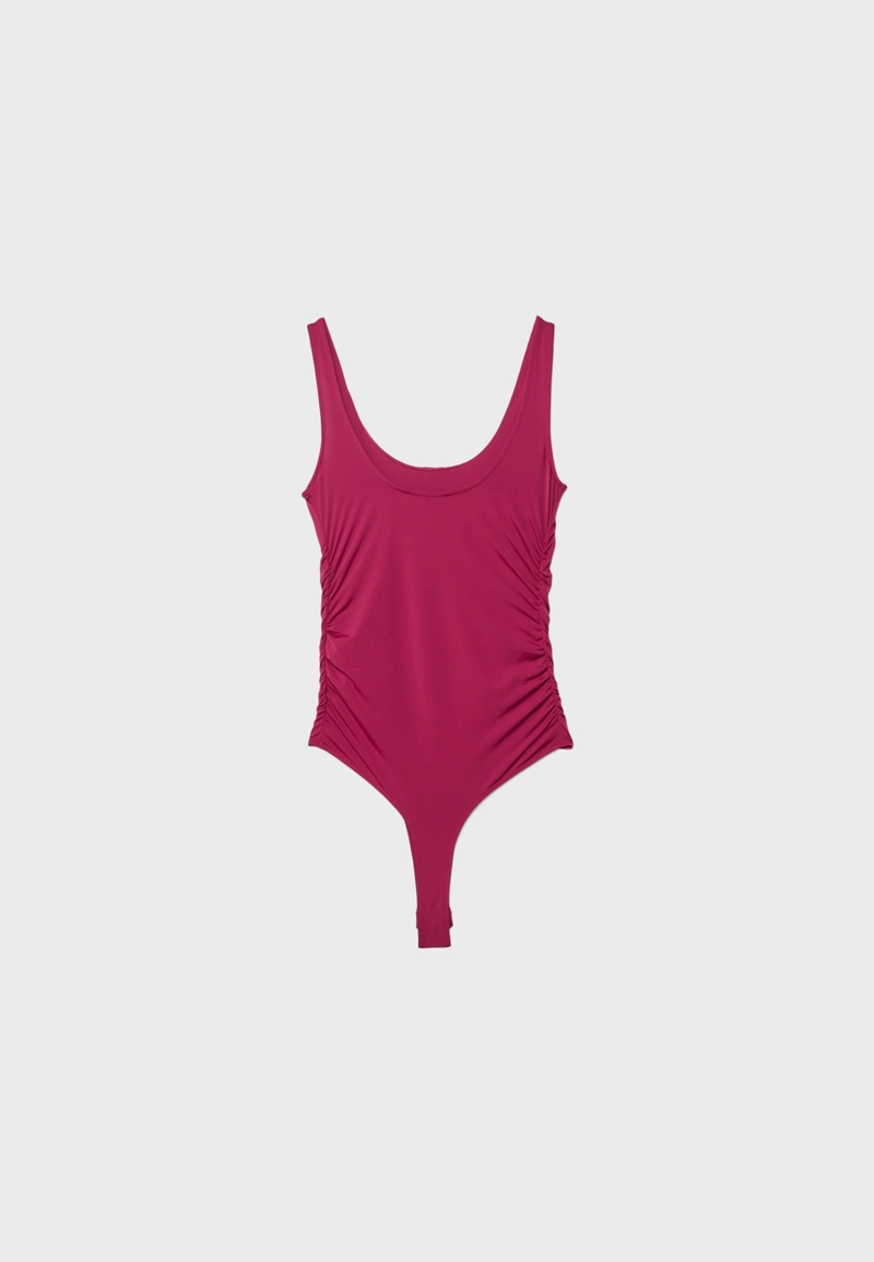 Боди из полиамида со сборками