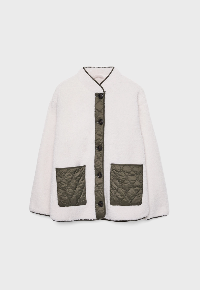 Комбинированная куртка из искусственной овчины