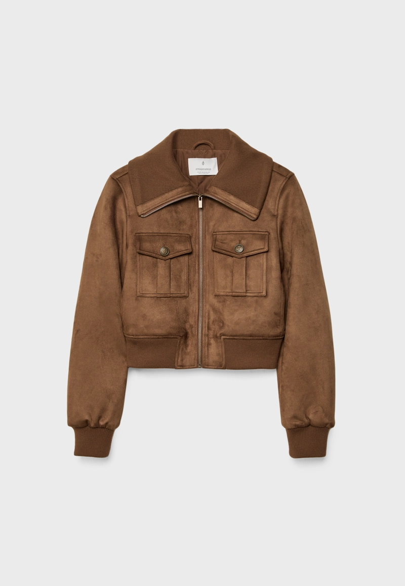 Короткая комбинированная куртка в рубчик