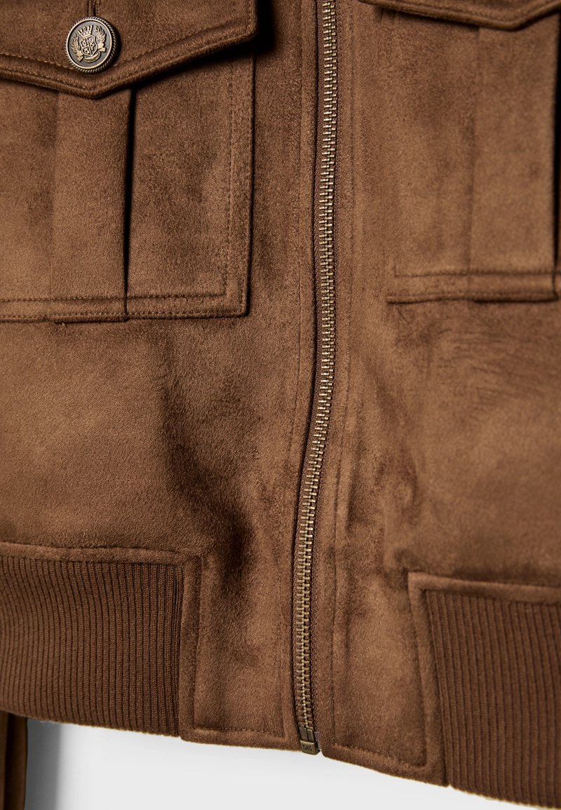 Короткая комбинированная куртка в рубчик