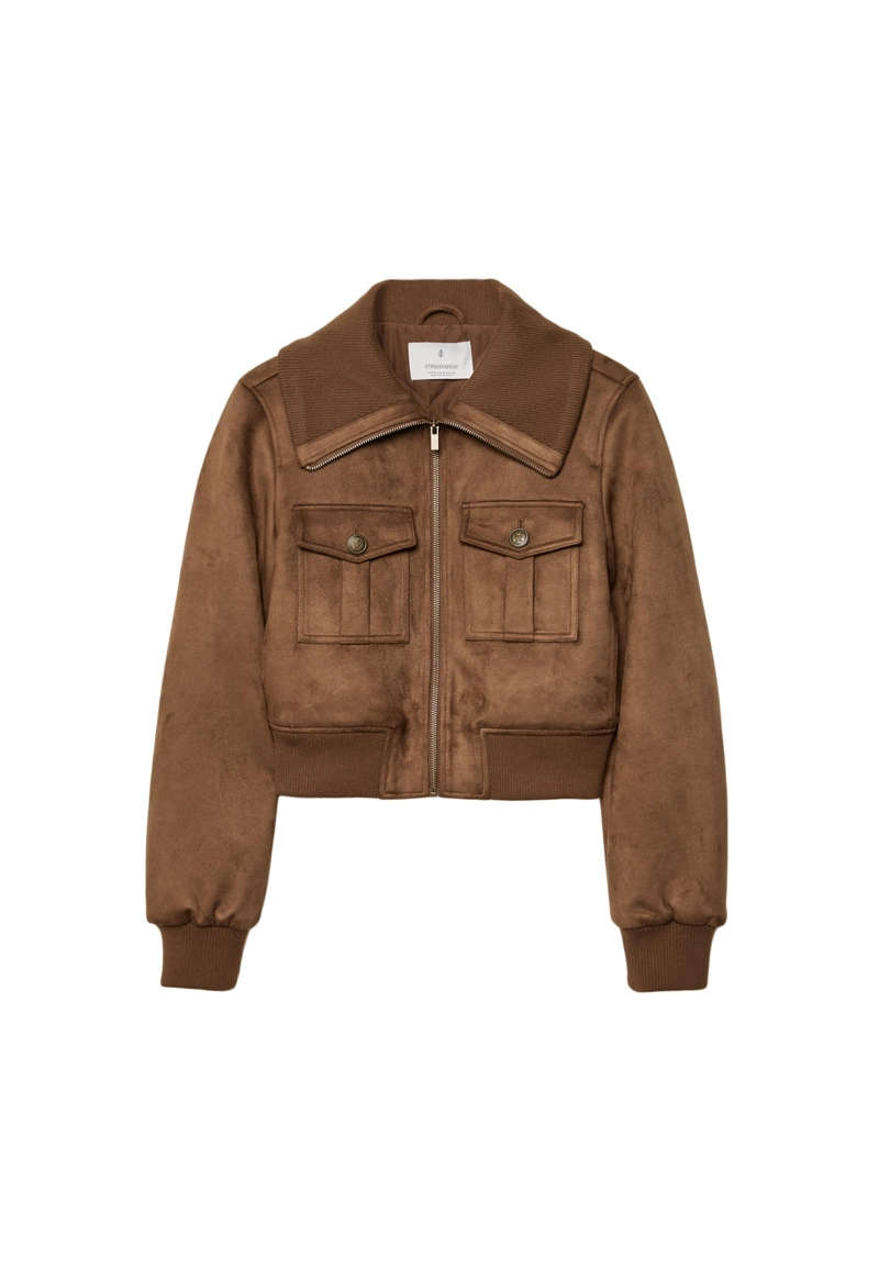 Короткая комбинированная куртка в рубчик