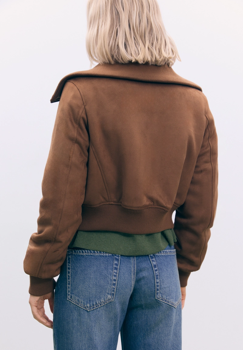 Короткая комбинированная куртка в рубчик