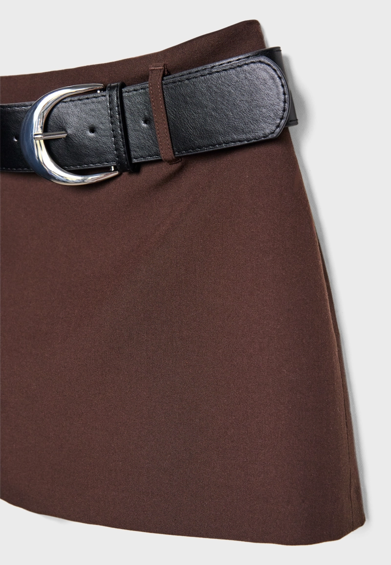 Мини-юбка-шорты с поясом