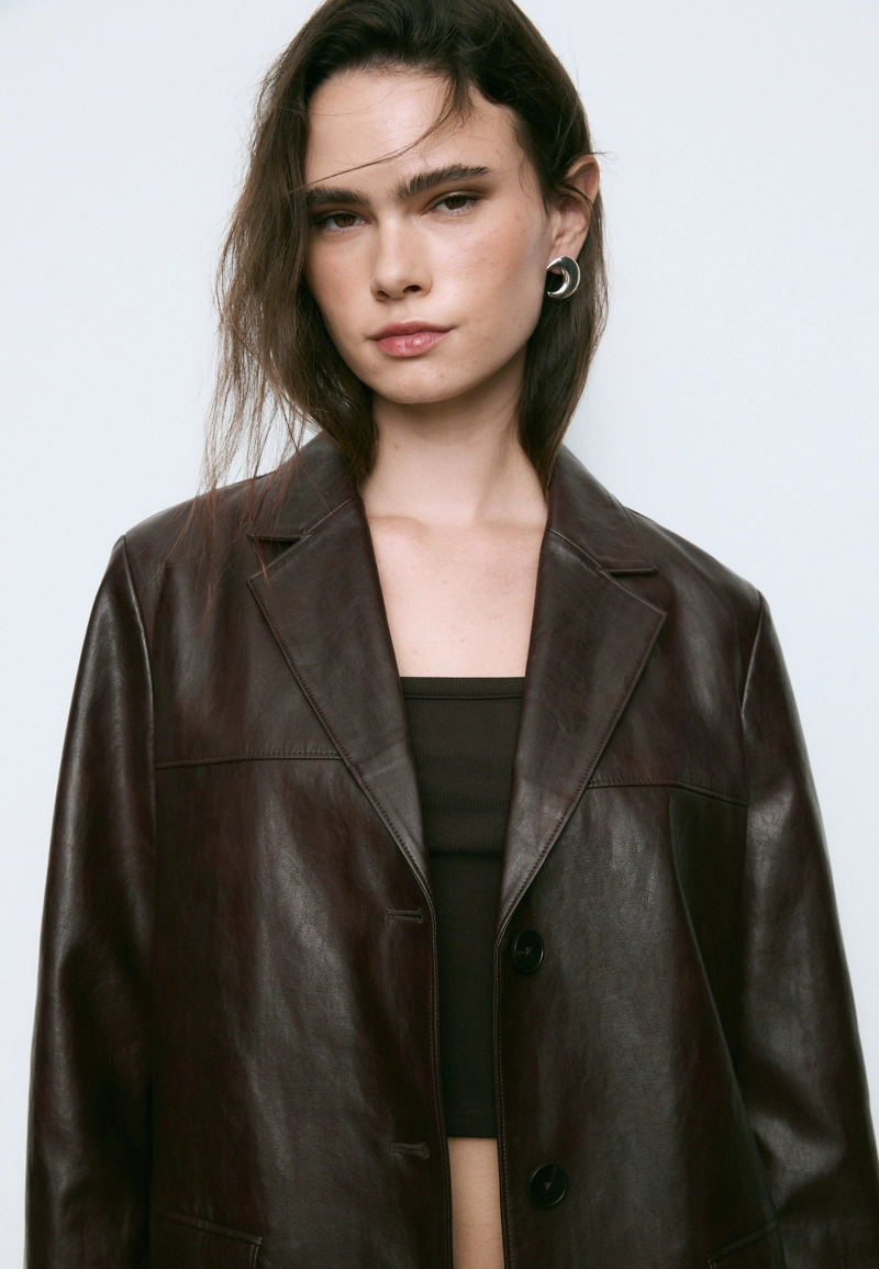 Блейзер из искусственной кожи