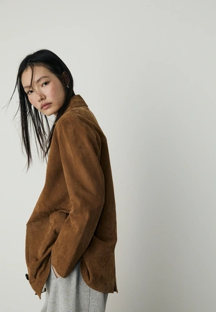 Куртка с карманами из 100% кожи- Заказать в России