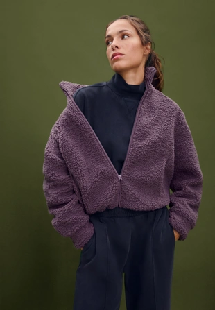 Куртка на молнии под искусственную овчину- Заказать в России