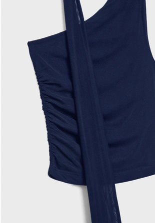 Асимметричный топ из полупрозрачной ткани с платком- Заказать в России