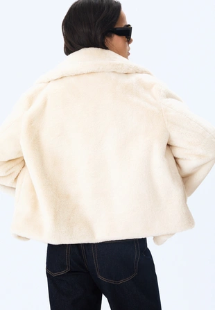 Двубортная куртка из искусственного меха- Заказать в России