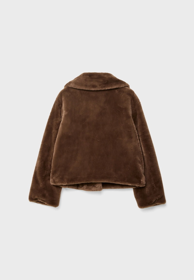 Двубортная куртка из искусственного меха