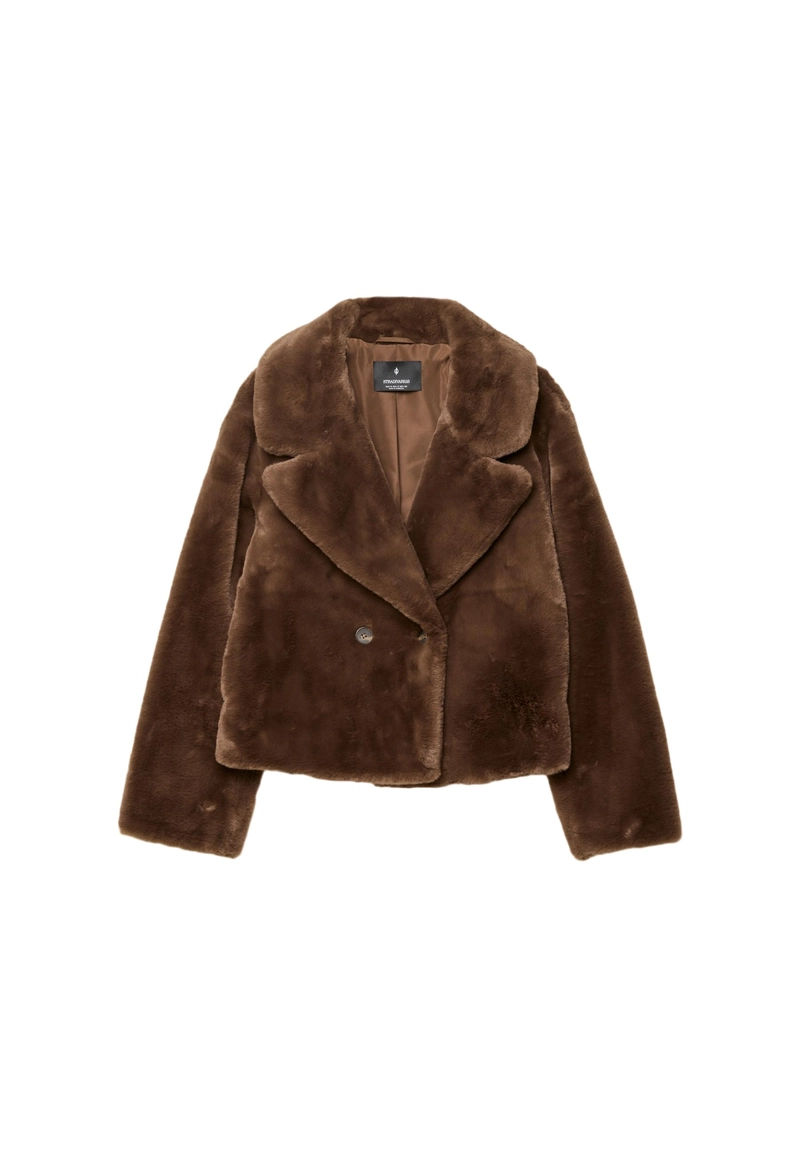 Двубортная куртка из искусственного меха