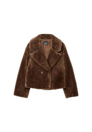 Двубортная куртка из искусственного меха- Заказать в России