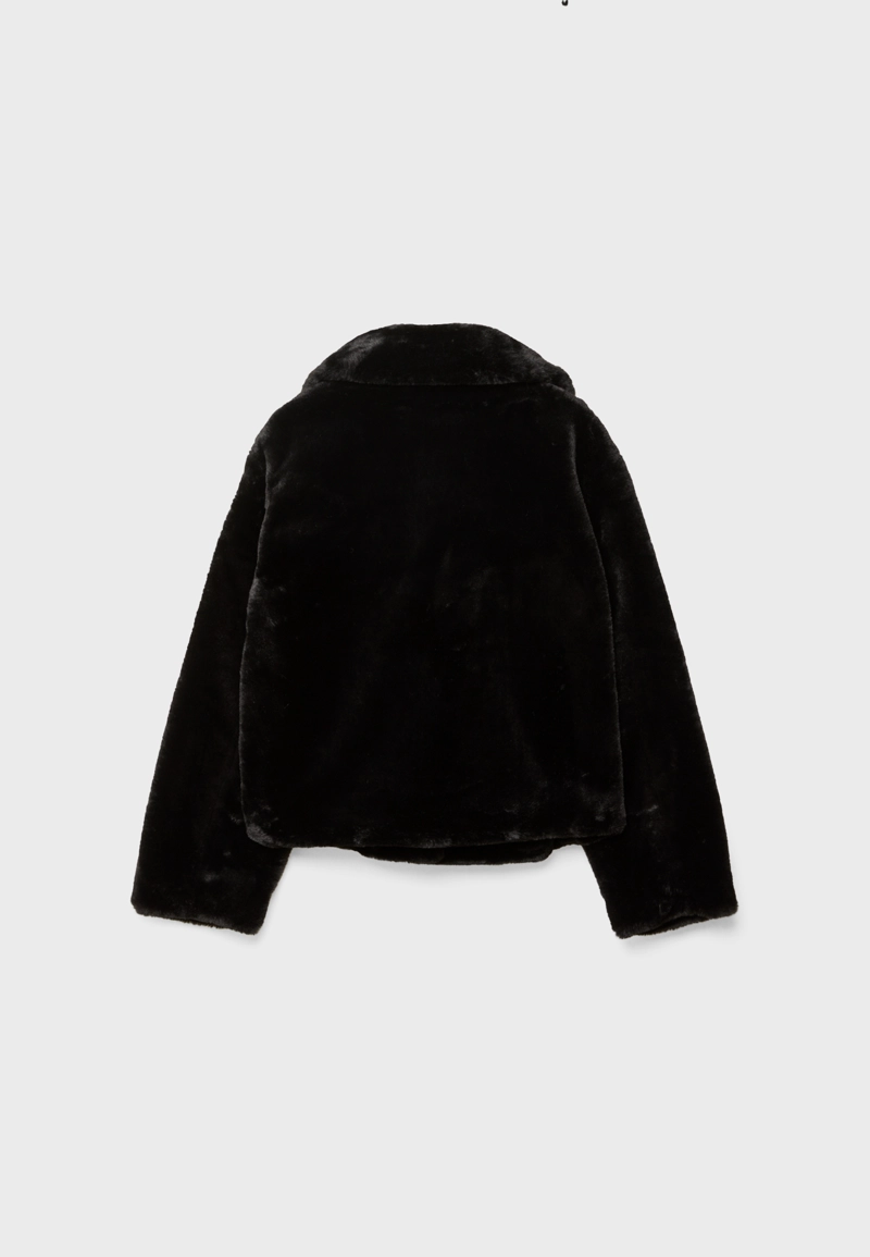 Двубортная куртка из искусственного меха