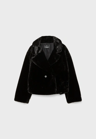 Двубортная куртка из искусственного меха- Заказать в России