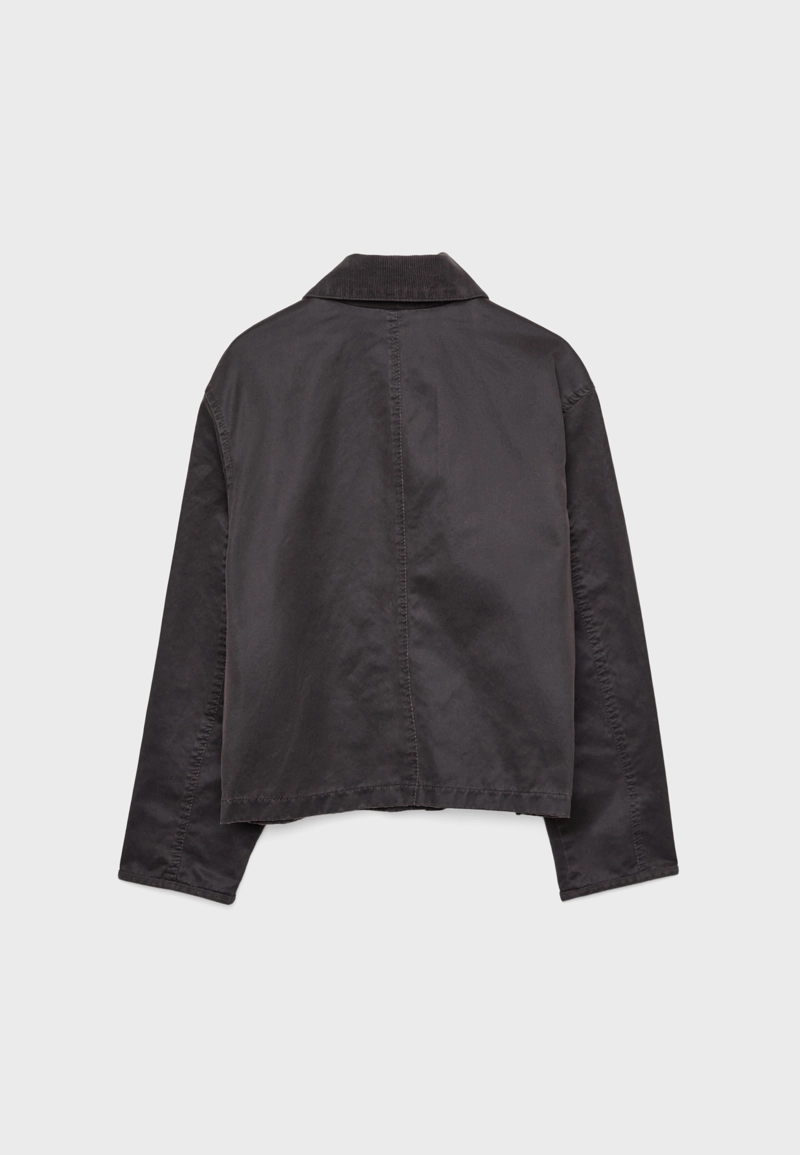 Короткая комбинированная парка с вощеным покрытием