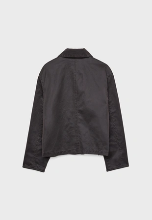 Короткая комбинированная парка с вощеным покрытием- Заказать в России