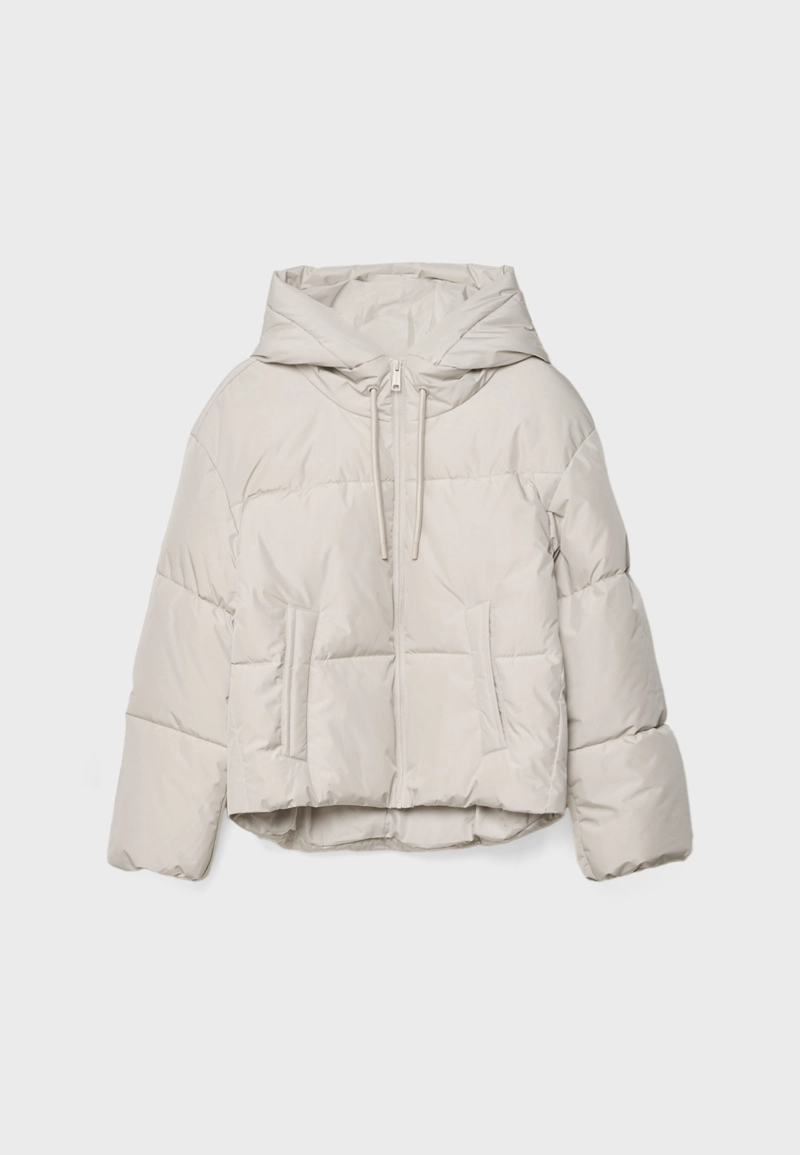 Стеганая куртка оверсайз с капюшоном