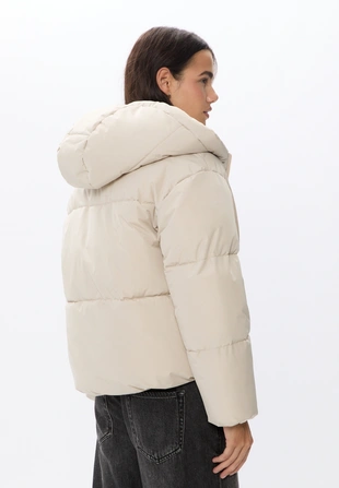 Стеганая куртка оверсайз с капюшоном- Заказать в России