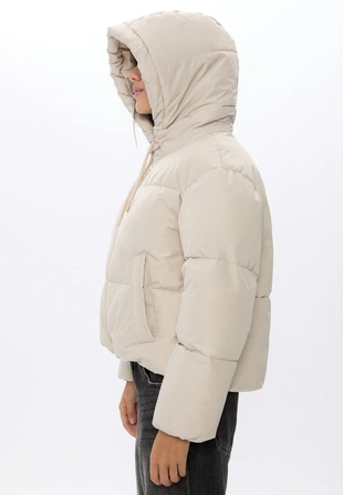 Стеганая куртка оверсайз с капюшоном- Заказать в России