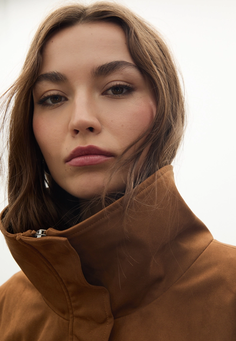 Парка средней длины из искусственной кожи