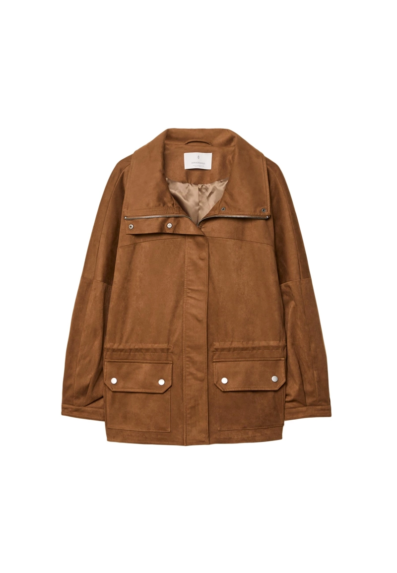 Парка средней длины из искусственной кожи