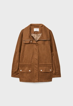 Парка средней длины из искусственной кожи- Заказать в России