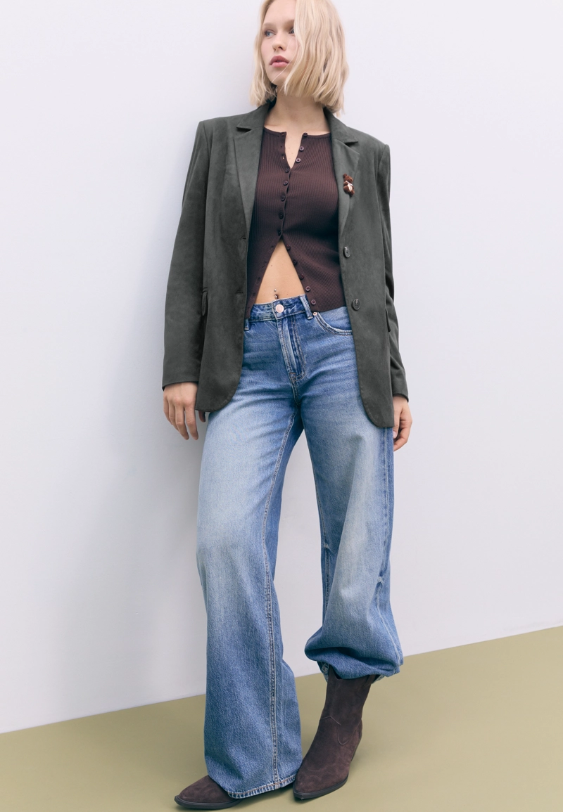 Пиджак из искусственной замши стандартной длины