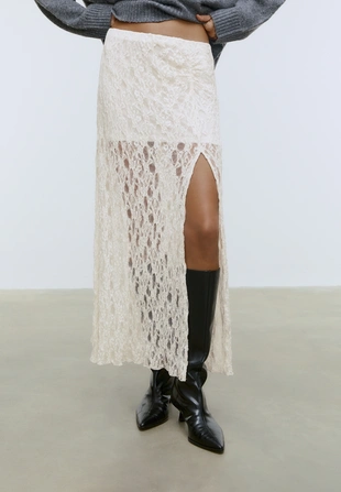 Кружевная юбка-миди со сборками- Заказать в России