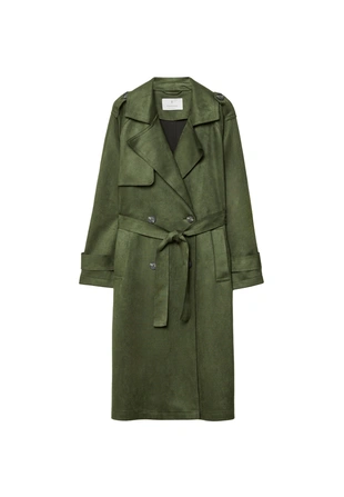 Длинный тренч из искусственной замши- Заказать в России