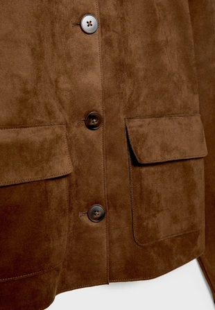 Куртка с карманами из искусственной замши- Заказать в России