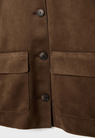 Куртка с карманами из искусственной замши- Заказать в России