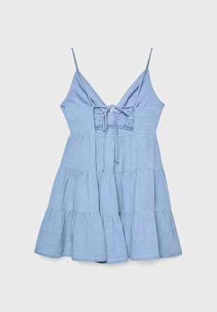 Короткое струящееся платье с завязками на спине- Заказать в России