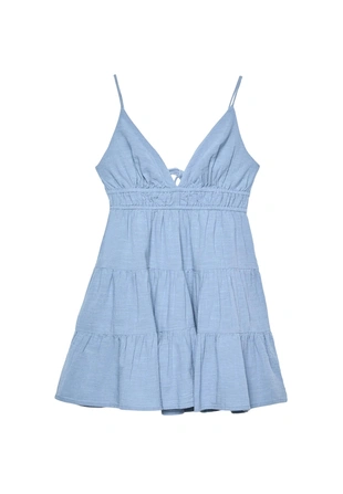 Короткое струящееся платье с завязками на спине- Заказать в России