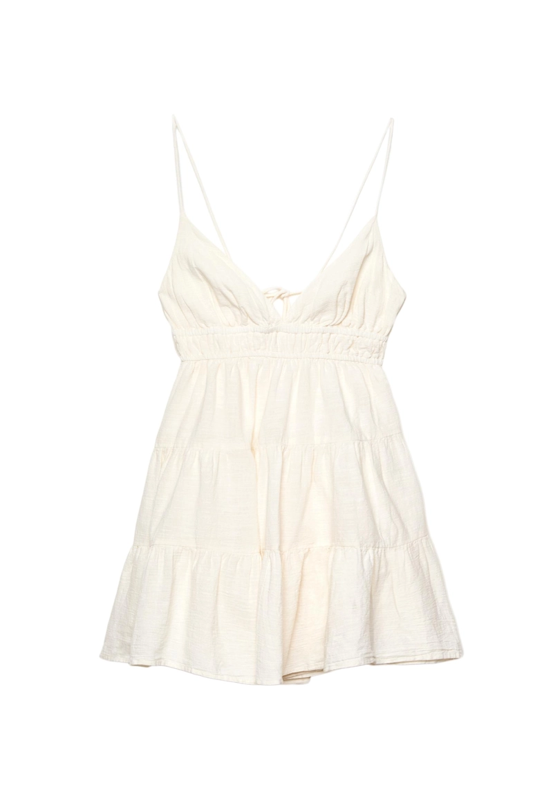 Короткое струящееся платье с завязками на спине