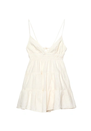 Короткое струящееся платье с завязками на спине- Заказать в России