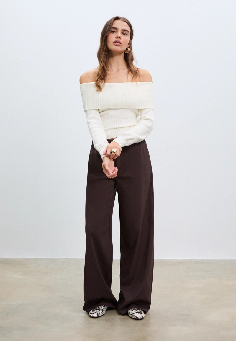 Длинные струящиеся нарядные брюки